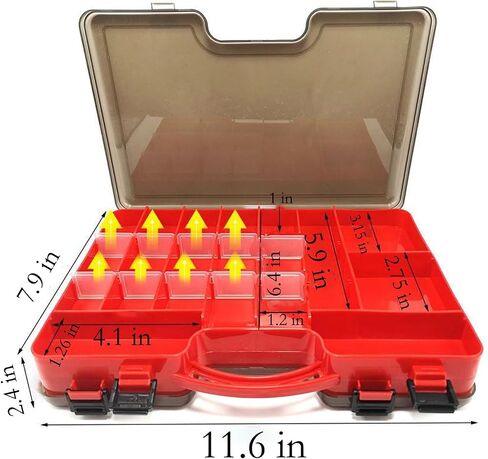 Tackle Box Fishing Tackle Box Large Tackle Storage Box for kayak storage box Double-sided Tacklebox with Dividers Fishing Tackle Storage Boxes with Handle fishing tackle box organizer (red) in Saudi Arabia