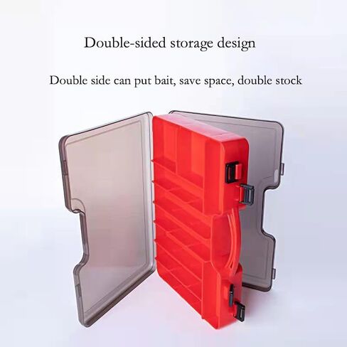 Tackle Box Fishing Tackle Box Large Tackle Storage Box for kayak storage box Double-sided Tacklebox with Dividers Fishing Tackle Storage Boxes with Handle fishing tackle box organizer (red) in Saudi Arabia