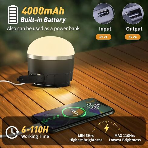 Rechargeable LED Camping Lantern 1000LM, TOHETO Portable Hanging Tent Light with 3 Colors Changing, Magnetic Base, Waterproof Emergency Hanging Light for Hurricane, Power Outages, Home, Hiking -Black in Saudi Arabia