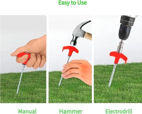 Screw in Tent Stakes, 8" Ground Anchors High Wind, Ground Screws Stakes Heavy Duty, Metal Stakes for Ground, Drillable Tent Stakes, Drill in Trampoline Anchors, Hex Pegs for Outdoor Camping in Saudi Arabia