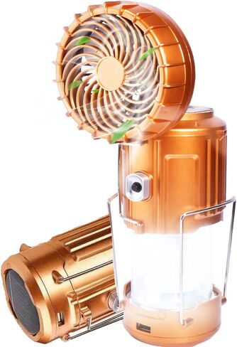 LETOUR Camping Fan with LED Camping Lantern Portable Tent Fans Camping LED Ligh Collapsible-USB Rechargeable and Solar Power Hurricane Emergency Survival Kit for Outdoor Camp Hiking Fishing Reading in Kuwait