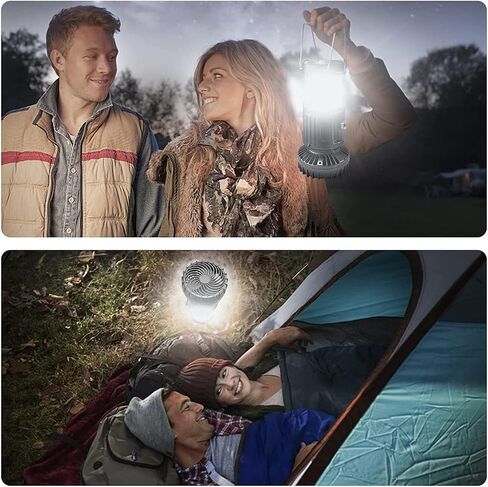 LETOUR Camping Fan with LED Camping Lantern Portable Tent Fans Camping LED Ligh Collapsible-USB Rechargeable and Solar Power Hurricane Emergency Survival Kit for Outdoor Camp Hiking Fishing Reading in Saudi Arabia