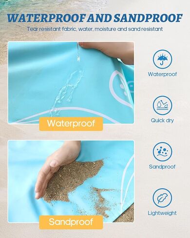 Beach Blanket Waterproof Sandproof Picnic Blankets Extra Large Beach Mat 79" X 83" for 4-6 Adults Oversized Picnic Mat for Outdoor Travel Camping Hiking (Style 1) in Saudi Arabia