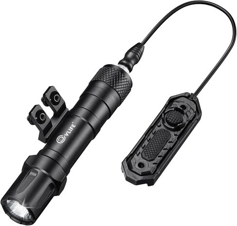 CVLIFE 1900 لومن مصباح يدوي تكتيكي متوافق مع السكك الحديدية Mlok، مجموعة ضوء ليزر بندقية عالية التجويف مع مفتاح التحكم عن بعد للضغط، ضوء تكتيكي قابل لإعادة الشحن لحظي in Kuwait