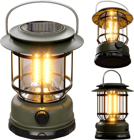 3 Pack Solar Camping Lanterns with Stepless Dimming, Rechargeable Battery LED Lanterns for Power Outages, Outdoor Camping Lights for Camping Garden Yard Hiking Home in Saudi Arabia