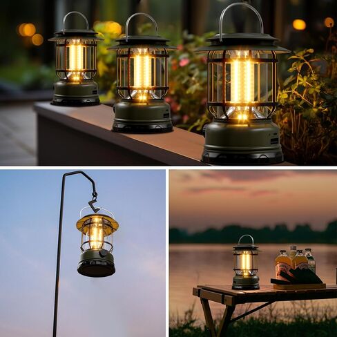 3 Pack Solar Camping Lanterns with Stepless Dimming, Rechargeable Battery LED Lanterns for Power Outages, Outdoor Camping Lights for Camping Garden Yard Hiking Home in Saudi Arabia