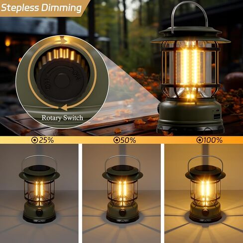 3 Pack Solar Camping Lanterns with Stepless Dimming, Rechargeable Battery LED Lanterns for Power Outages, Outdoor Camping Lights for Camping Garden Yard Hiking Home in Saudi Arabia
