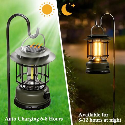 3 Pack Solar Camping Lanterns with Stepless Dimming, Rechargeable Battery LED Lanterns for Power Outages, Outdoor Camping Lights for Camping Garden Yard Hiking Home in Saudi Arabia