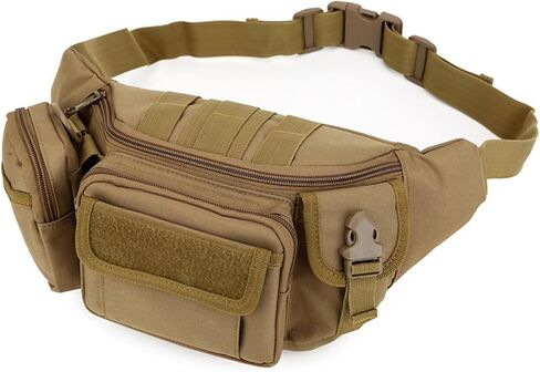 Tactical Waist Pack for Men - 8L Large Capacity Water Resistant Gun Pack for Outdoor Sports Hiking Travel Fishing (Black) in Saudi Arabia