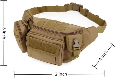 Tactical Waist Pack for Men - 8L Large Capacity Water Resistant Gun Pack for Outdoor Sports Hiking Travel Fishing (Black) in Saudi Arabia