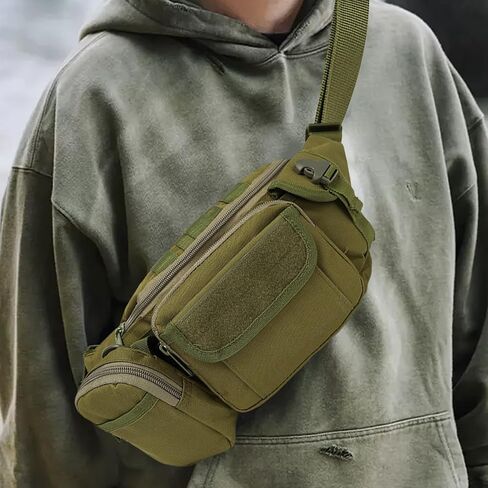 Tactical Waist Pack for Men - 8L Large Capacity Water Resistant Gun Pack for Outdoor Sports Hiking Travel Fishing (Black) in Saudi Arabia