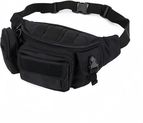 Tactical Waist Pack for Men - 8L Large Capacity Water Resistant Gun Pack for Outdoor Sports Hiking Travel Fishing (Black) in Saudi Arabia