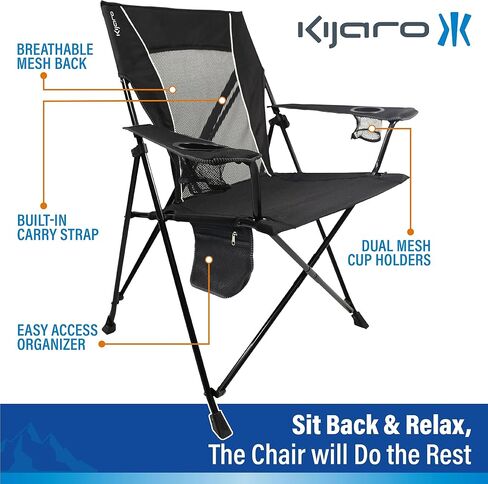 Kijaro Enjoy Versatile Folding Sports, Outdoor Chair & Lawn Chair, Dual Lock Feature, Destination Print - Cayman Blue Iguana in Kuwait