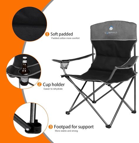 Camping Chair Set of 4, Outdoor Folding Camping Chairs with Table Heavy Duty Lawn Chair with Cup Holder,Collapsible Chair Include One Sofa Chair and Two Single Chairs and Camping Table in Kuwait