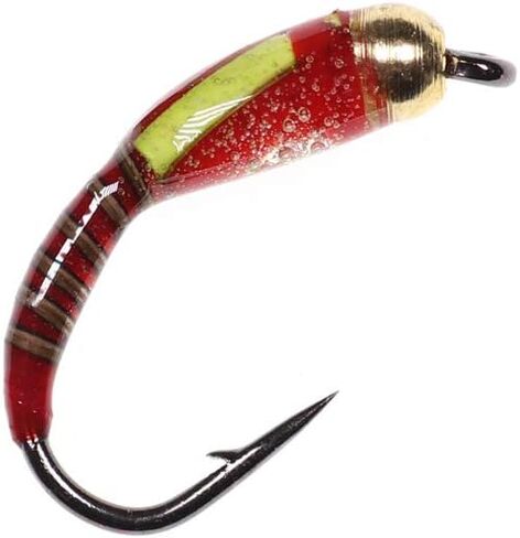 Wifreo Fly Fishing Bead Head Midge Nymph Fly لسمك السلمون المرقط Carppie Bluegill Ice Fishing الحجم 10 12 14 حزمة من 12 (حجم ميكس، حزمة من 12) in Kuwait