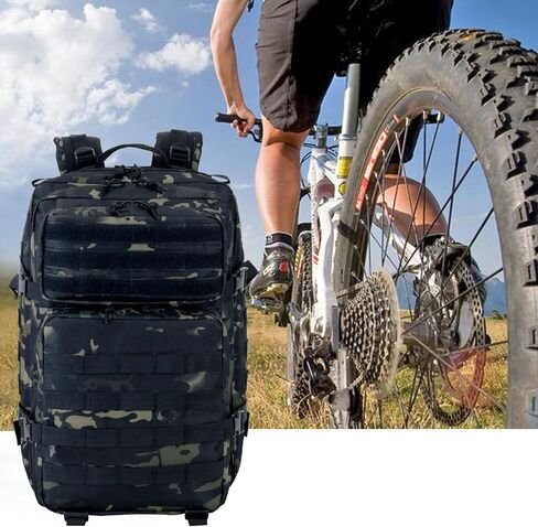 OKYUK Military Tactical Backpack, 45L Molle Army Assault Pack 3 Day Bug Out Bag Hiking Trekking Rucksack, Large Camping Rucksack for Men & Women with Molle System (Black) in Saudi Arabia
