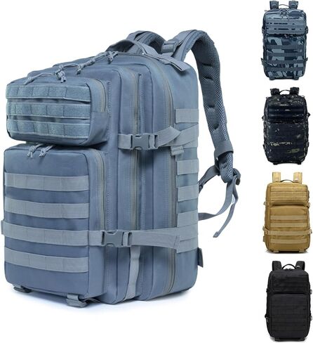 OKYUK Military Tactical Backpack, 45L Molle Army Assault Pack 3 Day Bug Out Bag Hiking Trekking Rucksack, Large Camping Rucksack for Men & Women with Molle System (Black) in Saudi Arabia