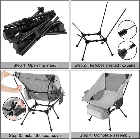 Outdoor Folding Camping Chair,Lightweight Backpacking Chairs,Ultralight Camp Chair for Camping Picnic Travel Fishing Hiking (Grey) in Saudi Arabia