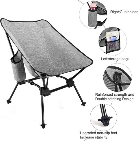Outdoor Folding Camping Chair,Lightweight Backpacking Chairs,Ultralight Camp Chair for Camping Picnic Travel Fishing Hiking (Grey) in Saudi Arabia