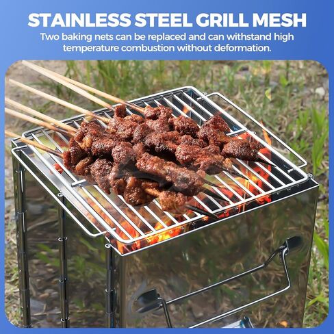 Folding Camping Stove Small Wood Burning Stove with Pot Rack and Raised Base Stainless Steel Portable Backpack Stove for Hiking Picnic Cooking Outdoor in Saudi Arabia