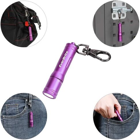 EverBrite Keychain LED Flashlight Mini Bright Key Ring Portable Pocket Torch for EDC, Party Favors, Night Reading, Camping, Power Outage, Emergency, AAA Battery Included, Blue in Kuwait