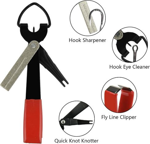 Cosmos Fishing Quick Knot Tying Tool Fly Fishing Nippers 4 in 1 Fly Line Clippers Hook Sharpener Hook Eye Needle Ket, Fly Fishing Knot Tying Kit with Zinger Retractor in Saudi Arabia