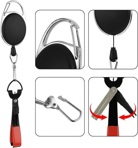 Cosmos Fishing Quick Knot Tying Tool Fly Fishing Nippers 4 in 1 Fly Line Clippers Hook Sharpener Hook Eye Needle Ket, Fly Fishing Knot Tying Kit with Zinger Retractor in Saudi Arabia