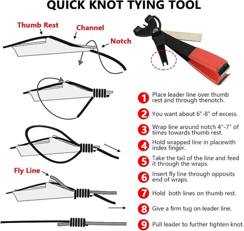 Cosmos Fishing Quick Knot Tying Tool Fly Fishing Nippers 4 in 1 Fly Line Clippers Hook Sharpener Hook Eye Needle Ket, Fly Fishing Knot Tying Kit with Zinger Retractor in Saudi Arabia