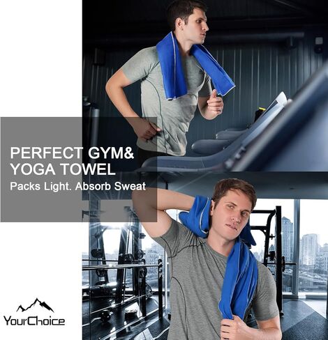 Your Choice 2 Pack Microfiber Travel Towel (24x48 and 12x24 inch) Quick Dry Towel for Camping Gym Workout Hiking Backpacking Sports. Super Absorbent, Lightweight, Ultra Compact (Large/Dark Blue) in Kuwait
