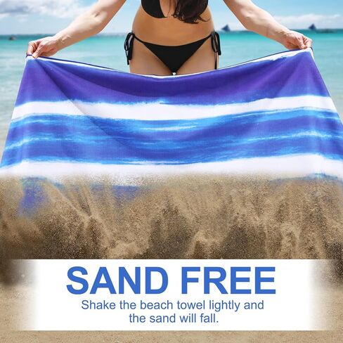2 Pack Microfiber Oversized Beach Towel Lightweight Thin Sandproof Compact Quick Dry Clearance Towels Extra Large Sand Free Pool Travel Beach Essentials Accessories Women Men Adult Gift Pink Stripe in Saudi Arabia