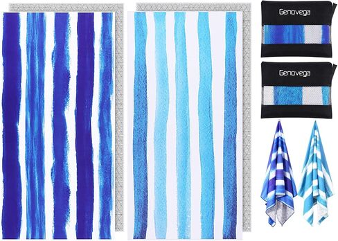 2 Pack Microfiber Oversized Beach Towel Lightweight Thin Sandproof Compact Quick Dry Clearance Towels Extra Large Sand Free Pool Travel Beach Essentials Accessories Women Men Adult Gift Pink Stripe in Saudi Arabia