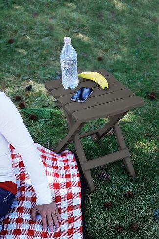 Camco 51881 Adirondack Portable Outdoor Folding Side Table, Perfect for The Beach, Camping, Picnics, Cookouts & More, Weatherproof & Rust Resistant - Charcoal in Saudi Arabia
