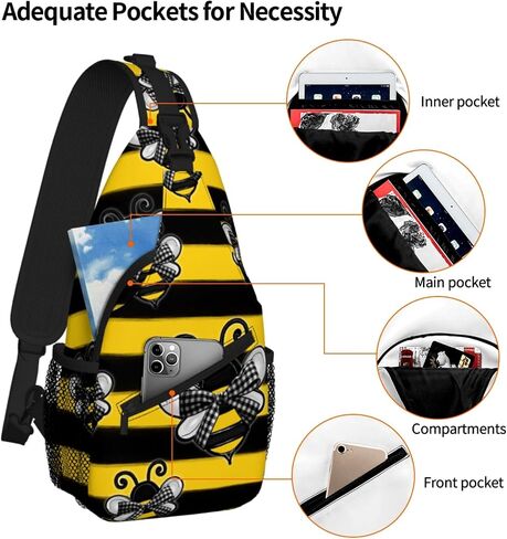 Cartoon Crossbody Sling Backpack, Fun Gifts Ideal Unisex Single Shoulder Bag for Travel, Hiking, Daily Use in Saudi Arabia