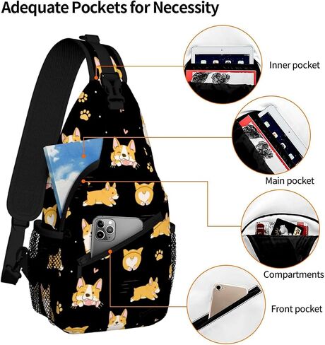 Cartoon Crossbody Sling Backpack, Fun Gifts Ideal Unisex Single Shoulder Bag for Travel, Hiking, Daily Use in Saudi Arabia