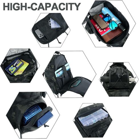HRTACPAG 17L Waterproof Crossbody Bag Men Tactical Compact Sling Backpack with Braided Strap Handle EDC Molle Shoulder Bags (Black) in Saudi Arabia