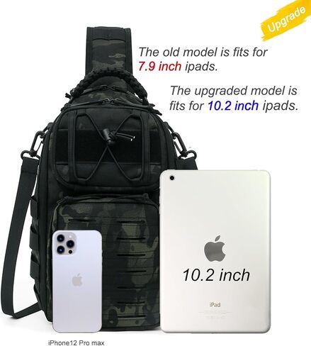 HRTACPAG 17L Waterproof Crossbody Bag Men Tactical Compact Sling Backpack with Braided Strap Handle EDC Molle Shoulder Bags (Black) in Saudi Arabia