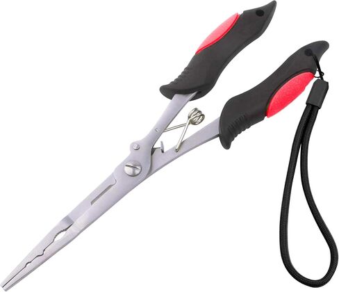 Long Nose Fishing Pliers Stainless Steel Fish Hook Pliers Hook Remover Split Ring Pliers with Lanyard for Freshwater Saltwater in Saudi Arabia