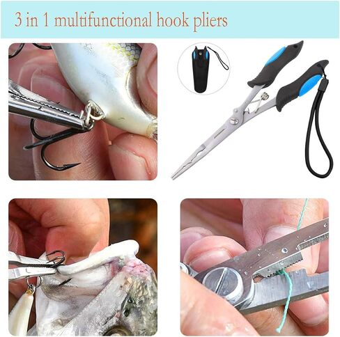 Long Nose Fishing Pliers Stainless Steel Fish Hook Pliers Hook Remover Split Ring Pliers with Lanyard for Freshwater Saltwater in Saudi Arabia
