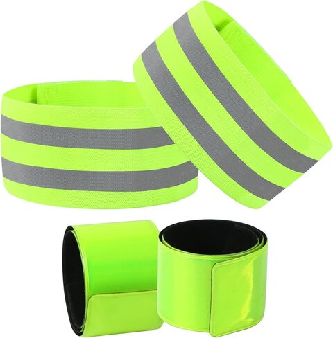 أشرطة عاكسة للمعصم والذراع والكاحل والساق وأشرطة شريطية عاكسة للسلامة في الهواء الطلق، معدات عاكسة عالية الوضوح للجري الليلي وركوب الدراجات والمشي، 4 قطع in Kuwait