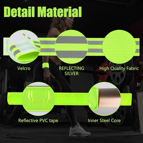 أشرطة عاكسة للمعصم والذراع والكاحل والساق وأشرطة شريطية عاكسة للسلامة في الهواء الطلق، معدات عاكسة عالية الوضوح للجري الليلي وركوب الدراجات والمشي، 4 قطع in Kuwait