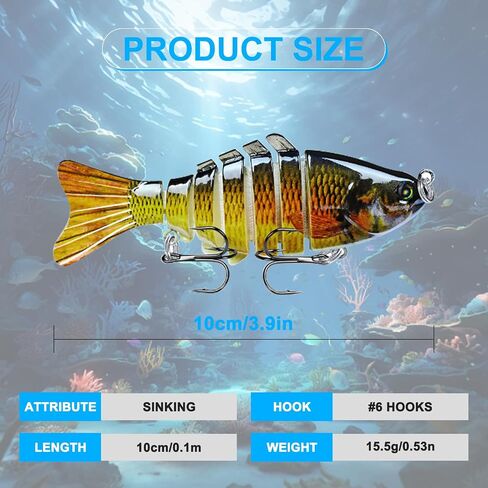 Fishing Lures for Freshwater and Saltwater, Lifelike Swimbait for Bass Trout Crappie Walleye Pike, Slow Sinking Bass Fishing Lure, Must-Have Fishing Gifts for Men, Family Fishing Gear Plugs in Saudi Arabia