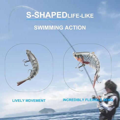 Fishing Lures for Freshwater and Saltwater, Lifelike Swimbait for Bass Trout Crappie Walleye Pike, Slow Sinking Bass Fishing Lure, Must-Have Fishing Gifts for Men, Family Fishing Gear Plugs in Saudi Arabia