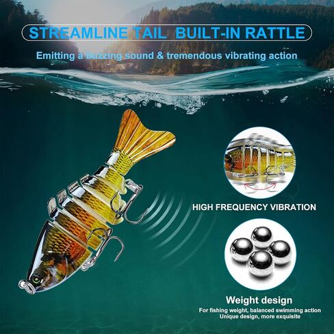 Fishing Lures for Freshwater and Saltwater, Lifelike Swimbait for Bass Trout Crappie Walleye Pike, Slow Sinking Bass Fishing Lure, Must-Have Fishing Gifts for Men, Family Fishing Gear Plugs in Saudi Arabia