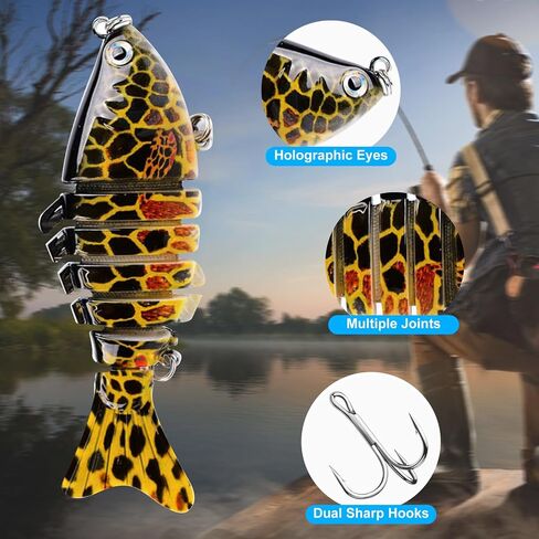 Fishing Lures for Freshwater and Saltwater, Lifelike Swimbait for Bass Trout Crappie Walleye Pike, Slow Sinking Bass Fishing Lure, Must-Have Fishing Gifts for Men, Family Fishing Gear Plugs in Saudi Arabia