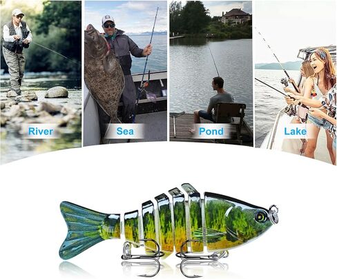 Fishing Lures for Freshwater and Saltwater, Lifelike Swimbait for Bass Trout Crappie Walleye Pike, Slow Sinking Bass Fishing Lure, Must-Have Fishing Gifts for Men, Family Fishing Gear Plugs in Saudi Arabia
