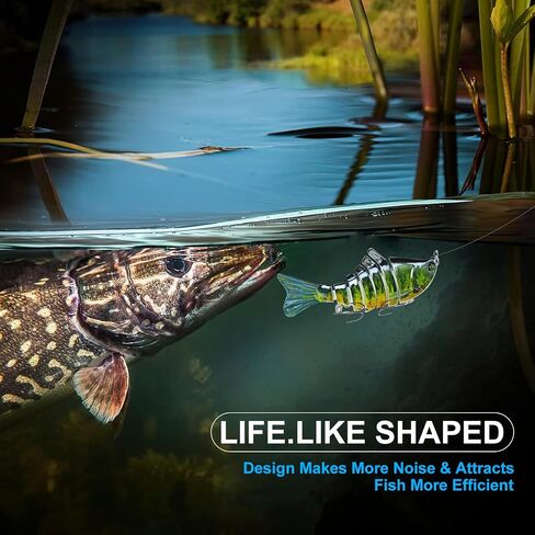Fishing Lures for Freshwater and Saltwater, Lifelike Swimbait for Bass Trout Crappie Walleye Pike, Slow Sinking Bass Fishing Lure, Must-Have Fishing Gifts for Men, Family Fishing Gear Plugs in Saudi Arabia