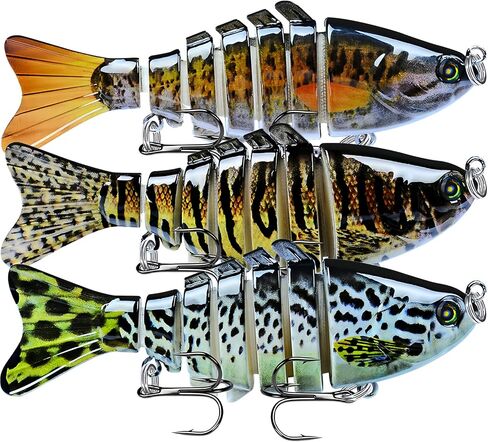 Fishing Lures for Freshwater and Saltwater, Lifelike Swimbait for Bass Trout Crappie Walleye Pike, Slow Sinking Bass Fishing Lure, Must-Have Fishing Gifts for Men, Family Fishing Gear Plugs in Saudi Arabia