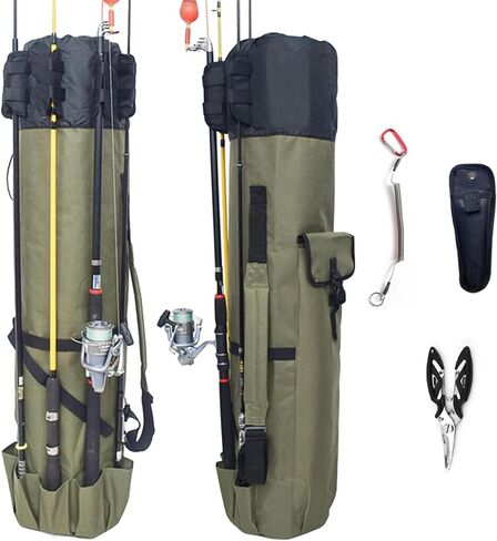 Fishing Rod Bag Storage Bags, Water-resistant Fishing Pole Case Portable Fishing Rod Carrier Case Foldable Fishing Organizer (Blue) in Saudi Arabia