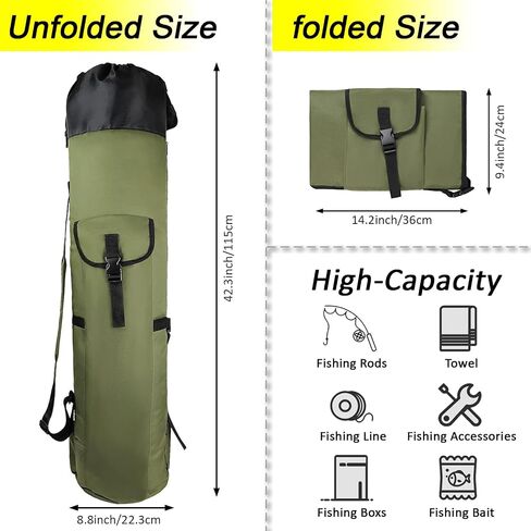 Fishing Rod Bag Storage Bags, Water-resistant Fishing Pole Case Portable Fishing Rod Carrier Case Foldable Fishing Organizer (Blue) in Saudi Arabia