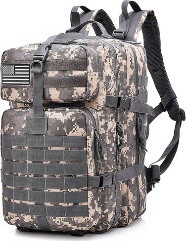 LIMHOO Tactical Military Backpack, Bug Out Bag 45L Large Capacity, 3 Day Assault Army Rucksack with USA Flag Patch (Acu Camo) in Saudi Arabia